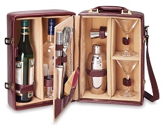 Picnic Time Manhattan Insulated Two Bottle Cocktail CaseBar Tool Kit, Mahogany